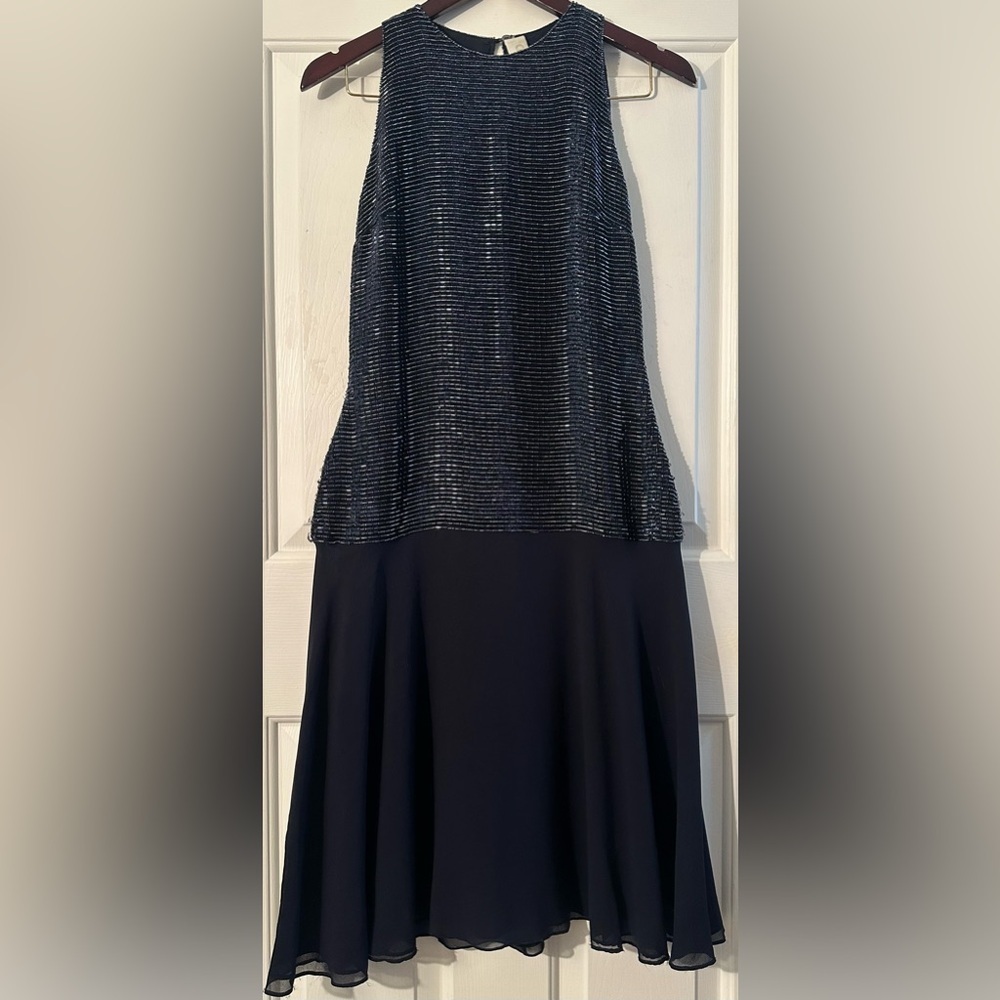 GENNY ORO 8 Old Money Silk Chiffon Beaded Drop Waist Flowy Formal Evening Dress